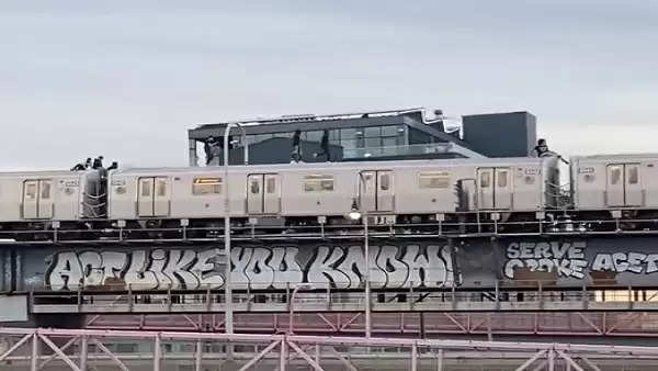 चलती मेट्रो Train के ऊपर दौड़ते हुए दिखे 7-8 लोग,देखें वायरल वीडियो
