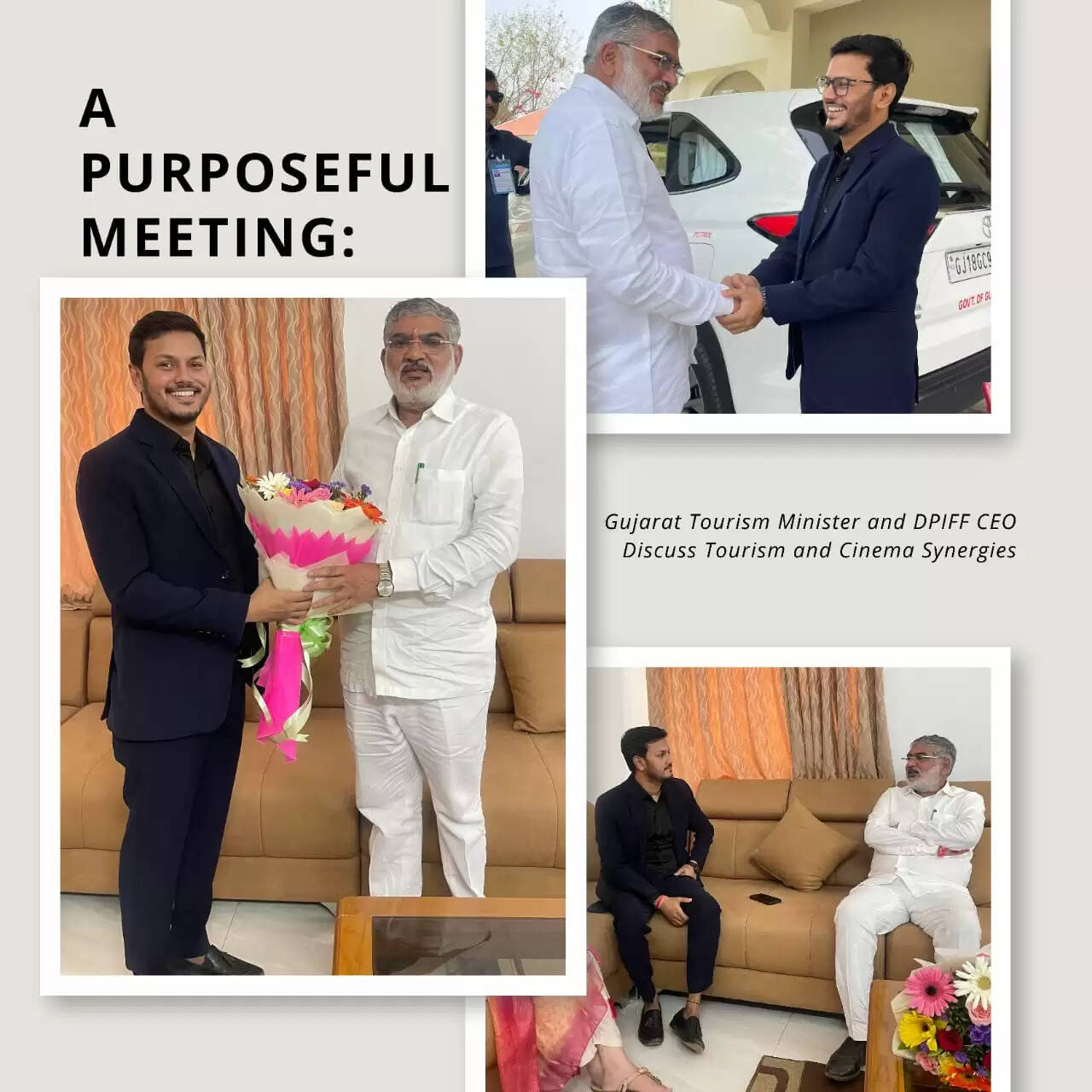 Gujarat Tourism Minister Mulubhai Bera Meets CEO of DPIFF Abhishek Mishra to Discuss Strengthening Cultural Collaborations